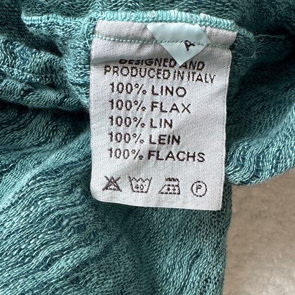 Bottega Di Brunella Chic Teal Women's Blouse Sz XL 100%Linen Designed in Italy - Picture 5 of 11